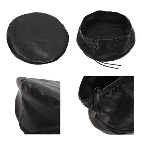 PU Leather Beret Hat Adjustable Drawstring Classic French Artist Style main image 4